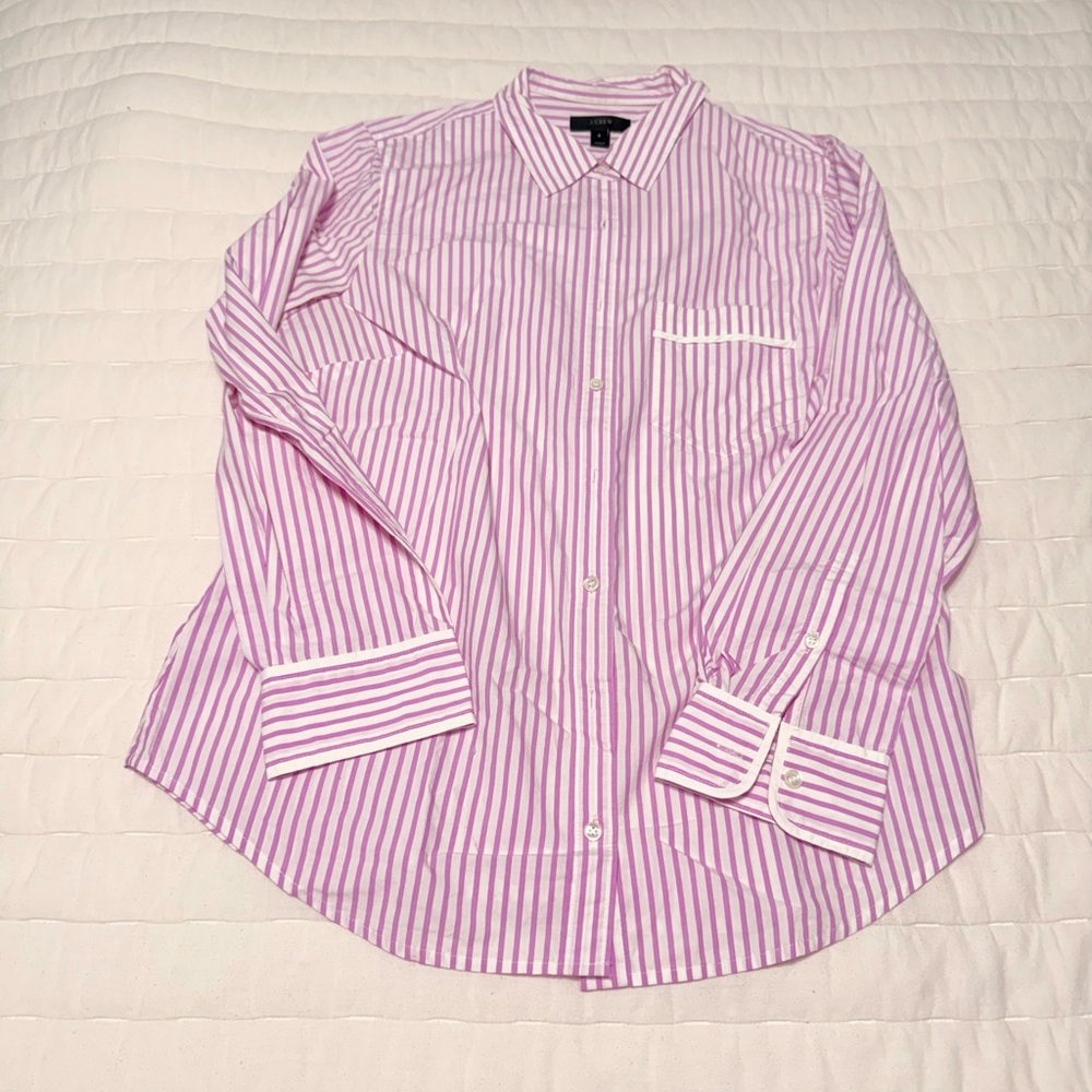 JCrew Women’s Pink Striped Button-Down Shirt